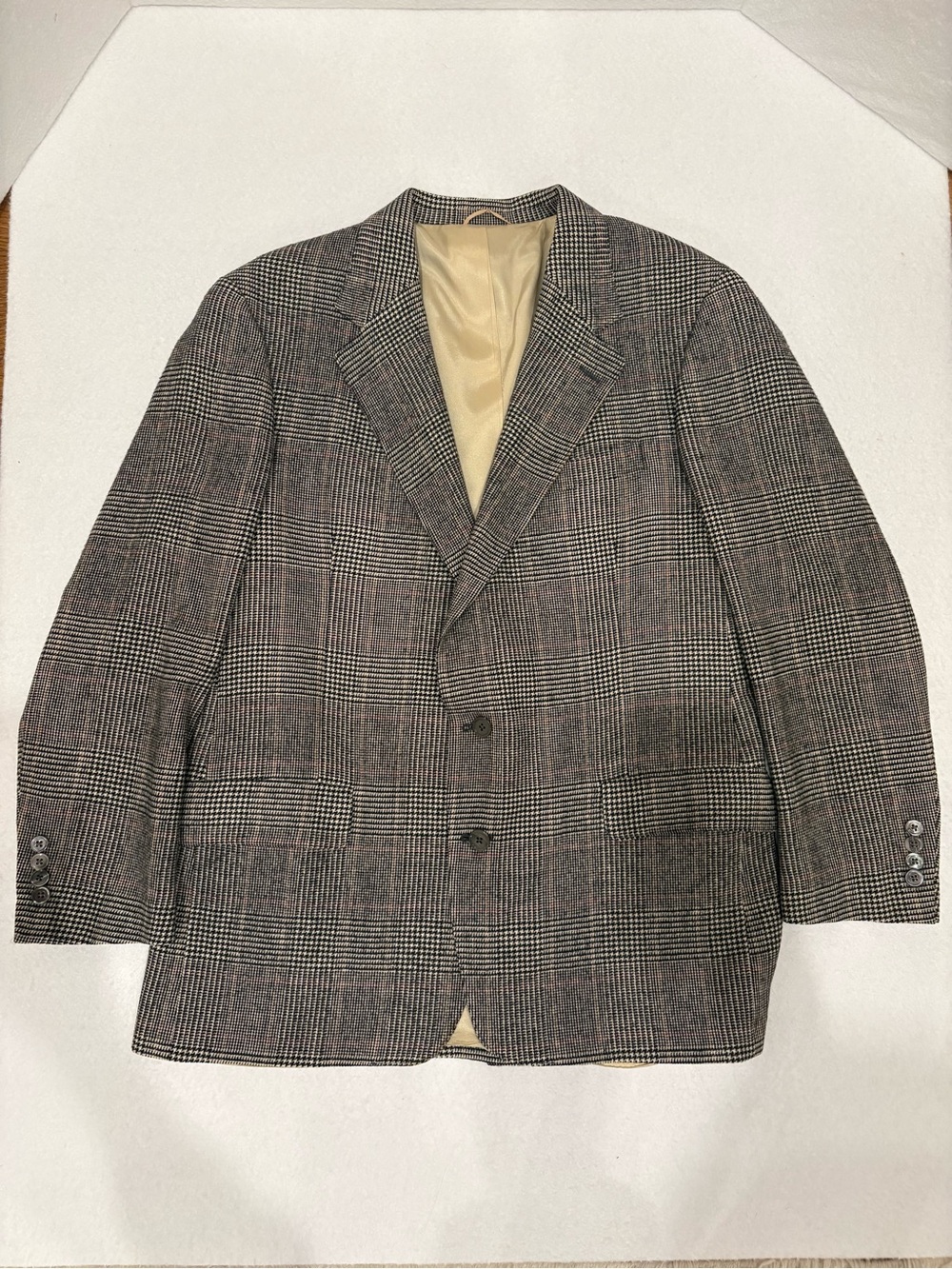 100% Camel Hair Oversized Vintage Plaid Blazer